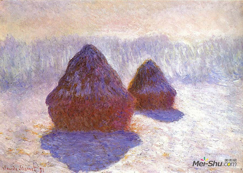 克劳德·莫奈(Claude Monet)高清作品《Grainstacks, White Frost Effect》