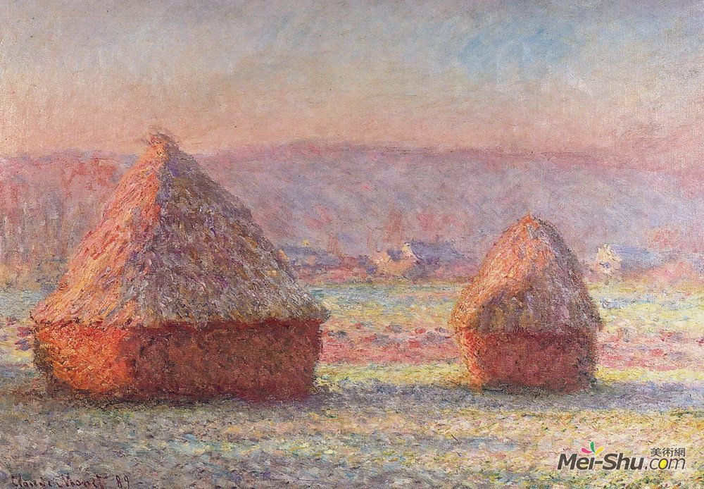 克劳德·莫奈(Claude Monet)高清作品《草垛-白霜，日出》