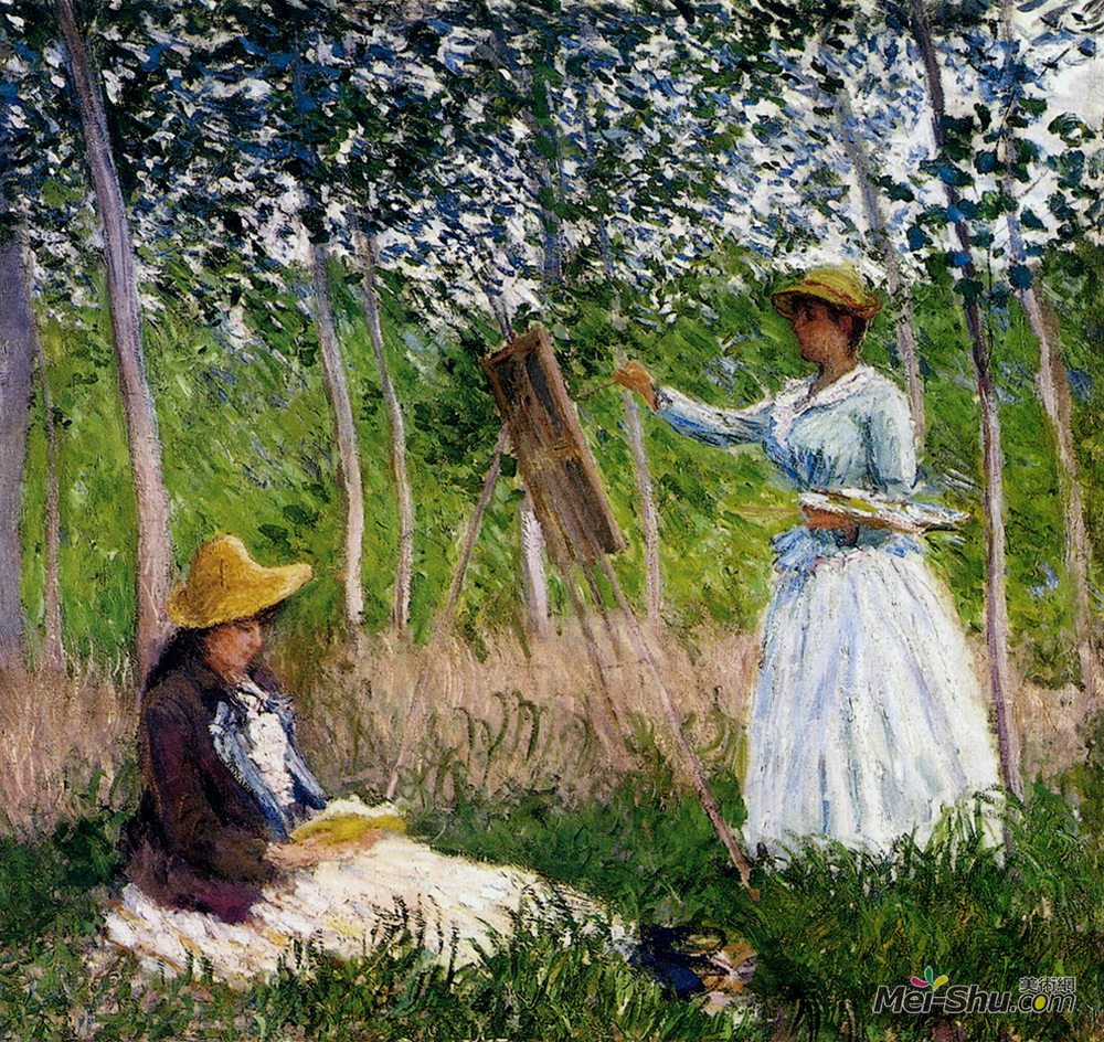 克劳德·莫奈(Claude Monet)高清作品《In The Woods At Giverny Blanche Hoschede》