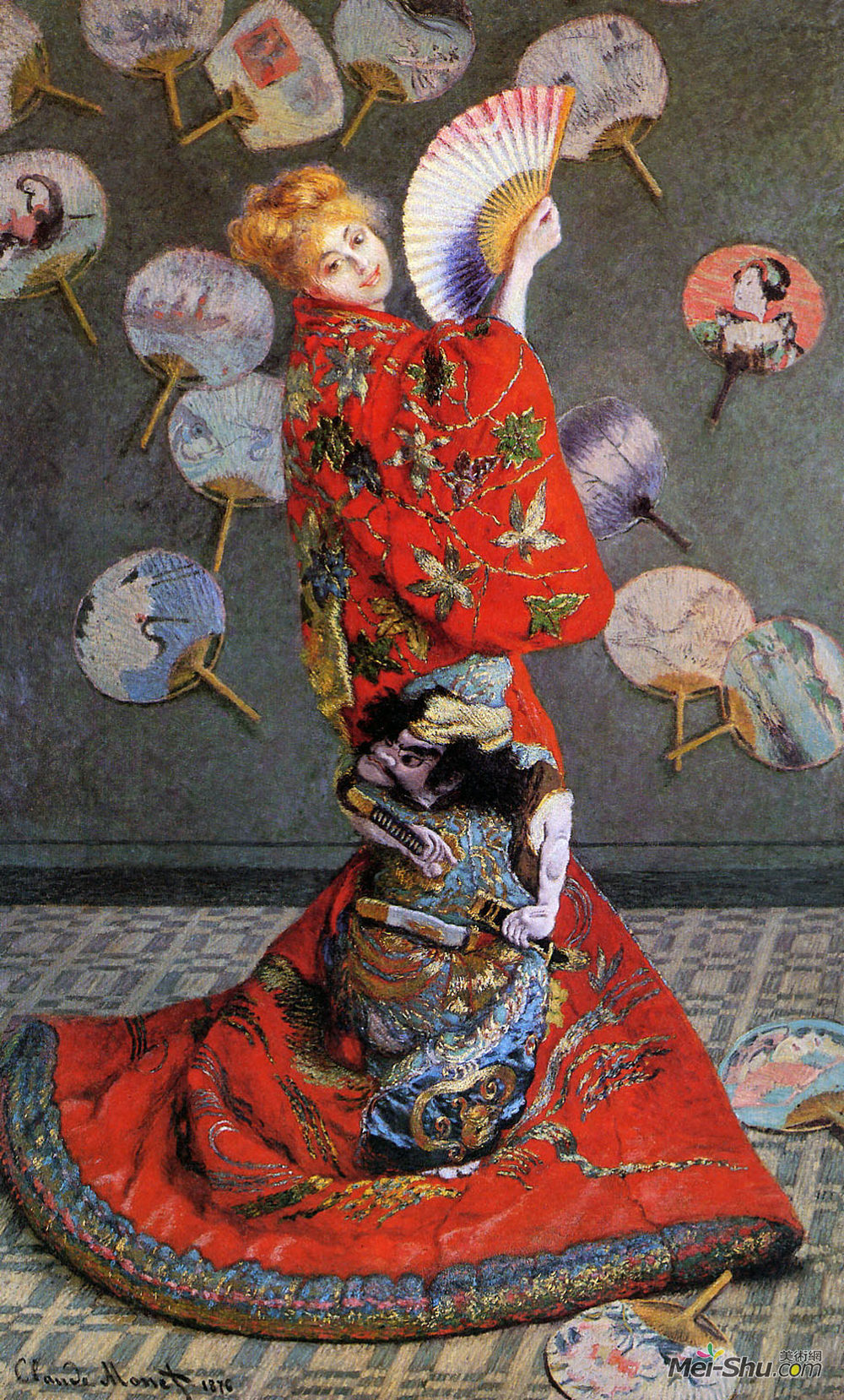 克劳德·莫奈(Claude Monet)高清作品《日本和放大器;＃160;（卡米尔和放大器;＃160;＆莫奈放大器;＃160;在》