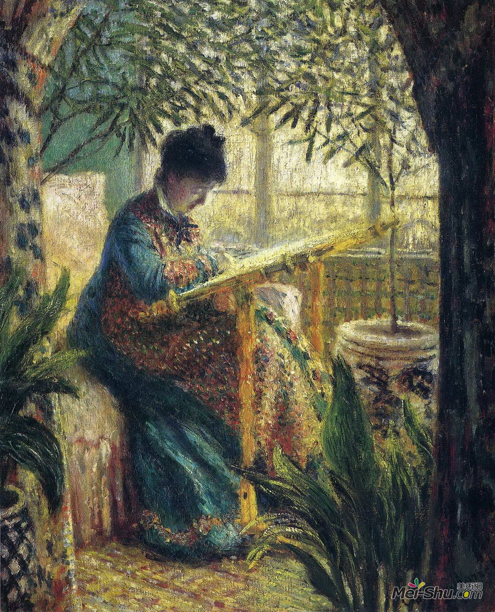 克劳德·莫奈(Claude Monet)高清作品《莫奈夫人刺绣》