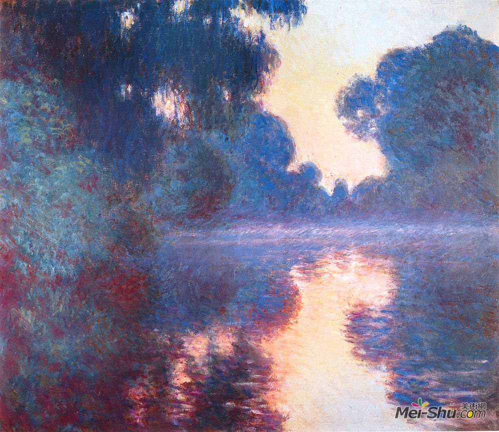 克劳德·莫奈(Claude Monet)高清作品《Misty Morning on the Seine in Bue》