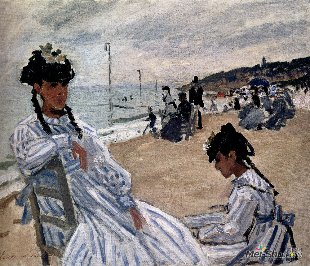 克劳德·莫奈(Claude Monet)高清作品《On The Beach At Trouville》