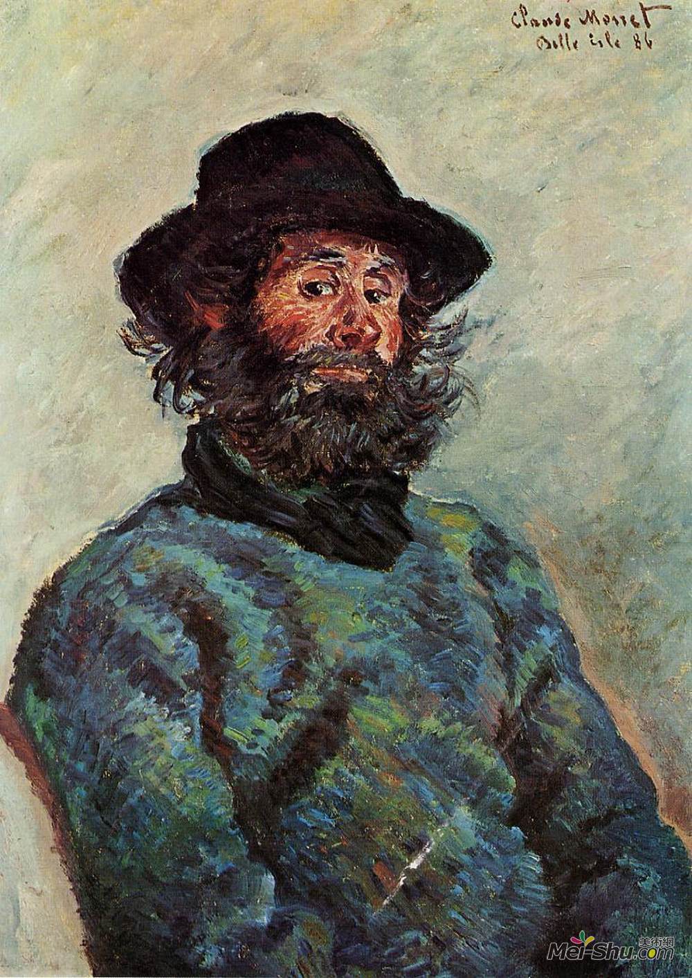 克劳德·莫奈(Claude Monet)高清作品《Portrait of Poly, fisherman at Kervillaouen》