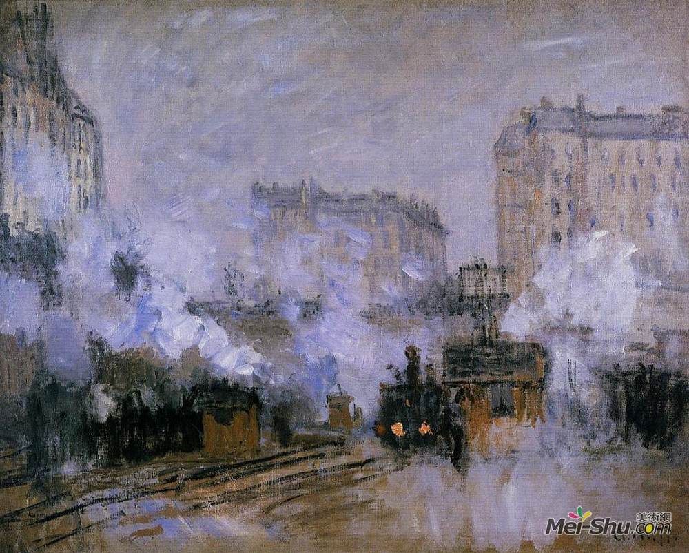 克劳德·莫奈(Claude Monet)高清作品《Saint-Lazare Station, Arrival of a Train》