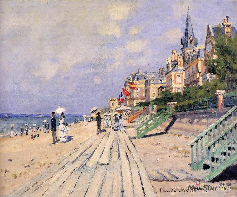 克劳德·莫奈(Claude Monet)高清作品《The Boardwalk at Trouville》