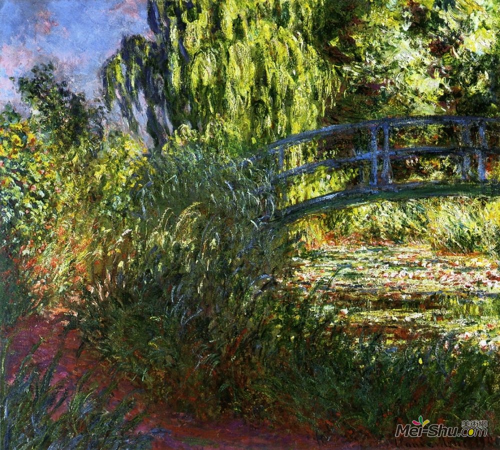 克劳德·莫奈(Claude Monet)高清作品《日本桥（水上池塘和小路）》