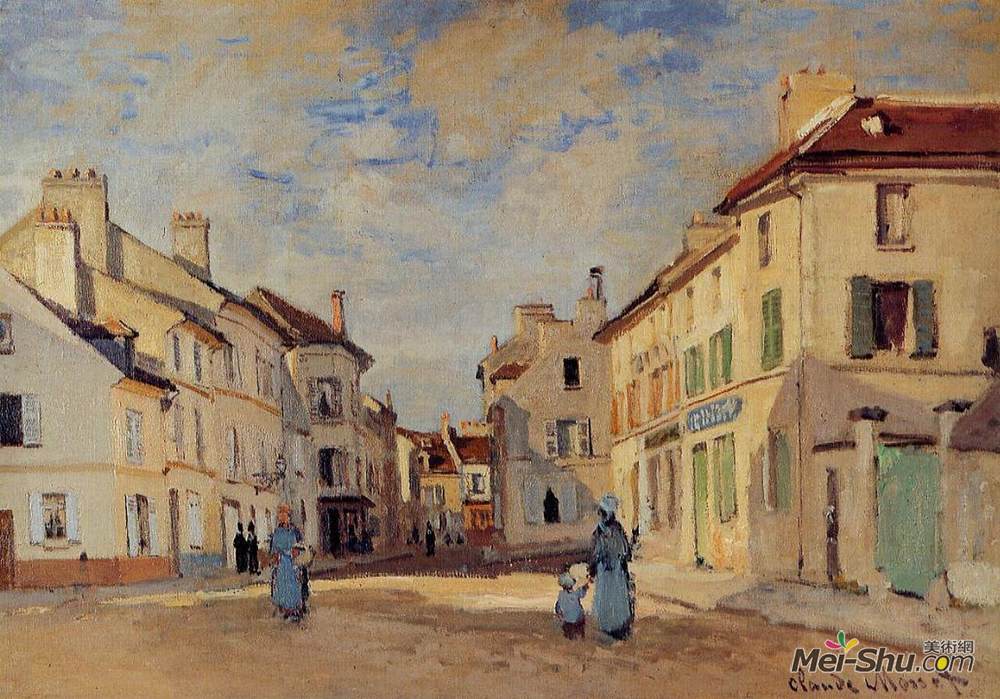 克劳德·莫奈(Claude Monet)高清作品《旧街道的路面，阿尔》
