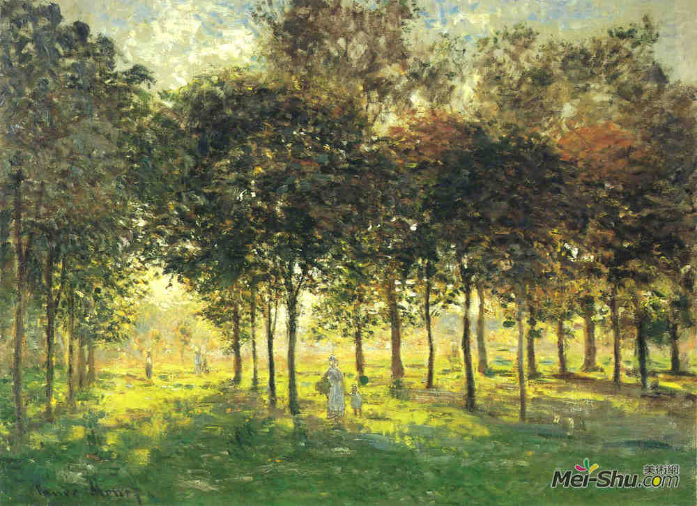 克劳德·莫奈(Claude Monet)高清作品《The Promenade at Argenteuil, Soleil Coucha》