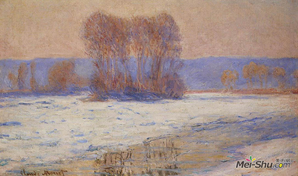克劳德·莫奈(Claude Monet)高清作品《贝纳库尔的塞纳河，冬天》