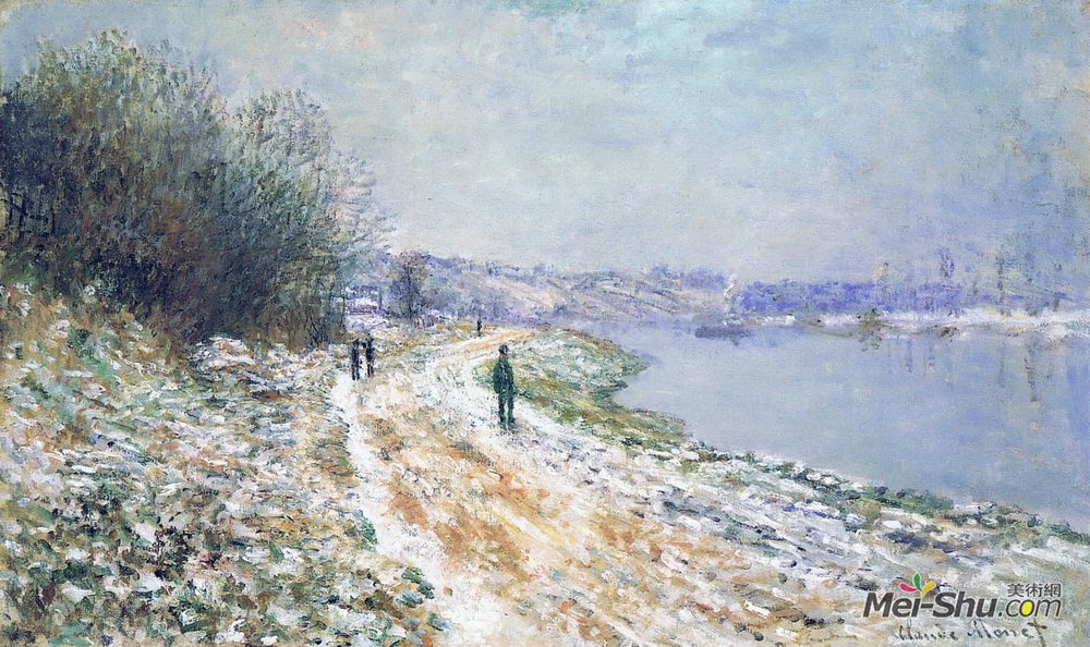 克劳德·莫奈(Claude Monet)高清作品《The Tow Path at Argenteuil, Winter》