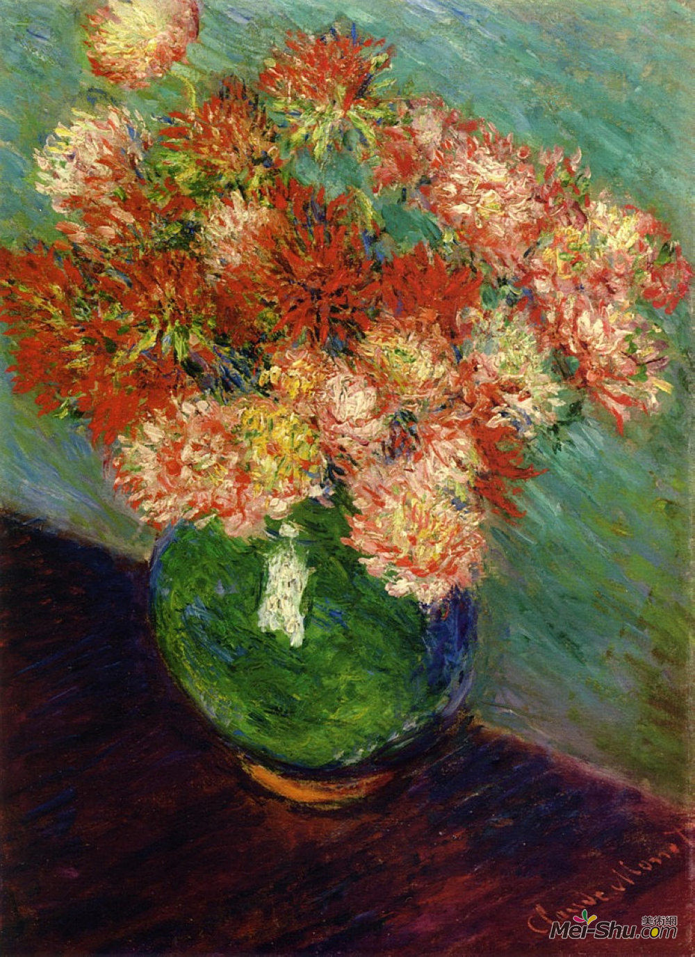 克劳德·莫奈(Claude Monet)高清作品《菊花瓶》