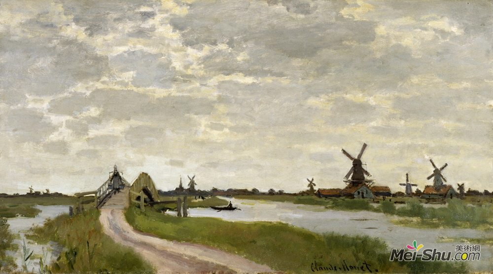 克劳德·莫奈(Claude Monet)高清作品《Windmills at Haaldersbroek, Zaandam》