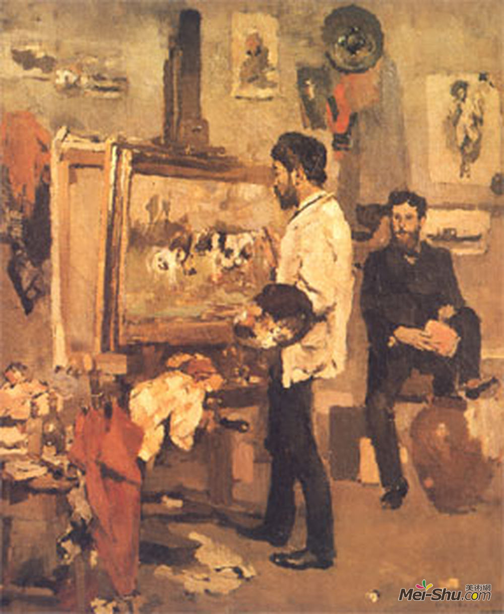 科伦巴诺·博达洛·平尼艾罗(Columbano Bordalo Pinheiro)高清作品《Columbano Bordalo Pinheiro在Atelier》