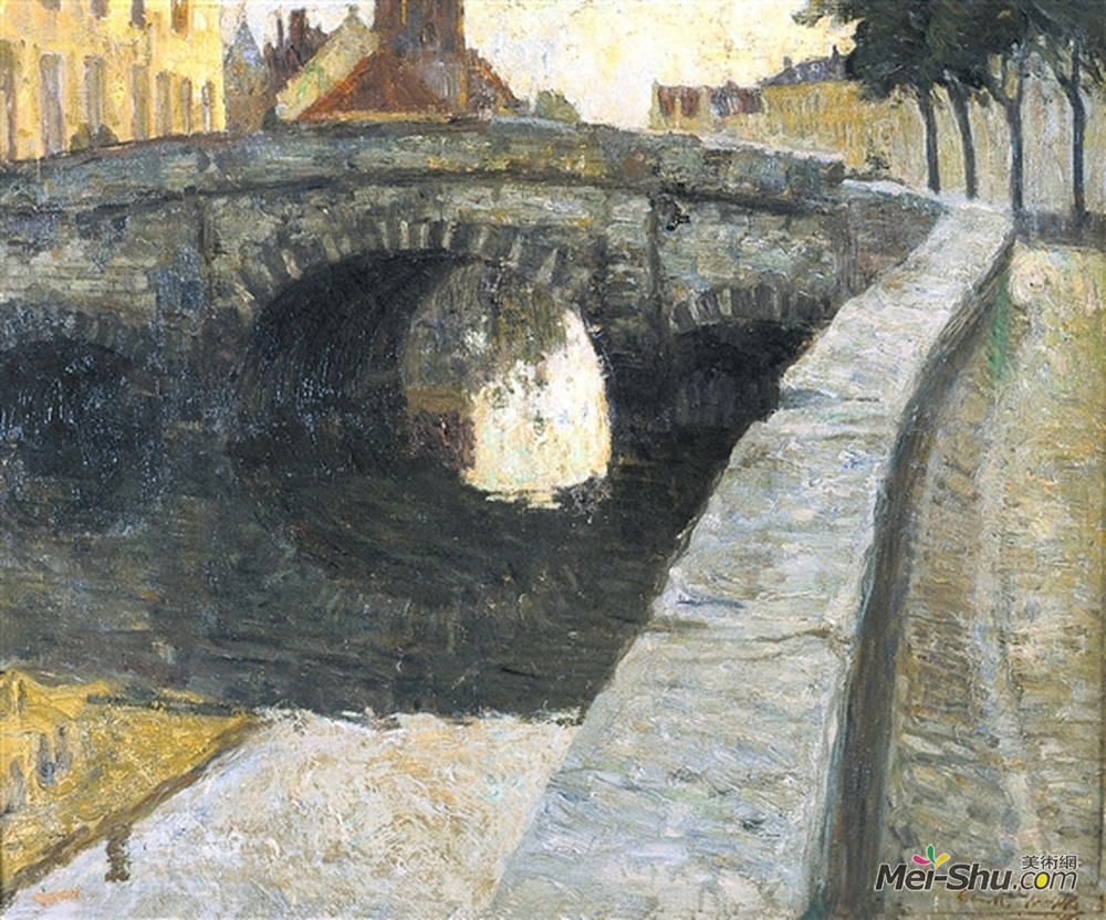 康斯坦特·培梅克(Constant Permeke)高清作品《Zicht Aan de Augustijnenbrug te Brugge》