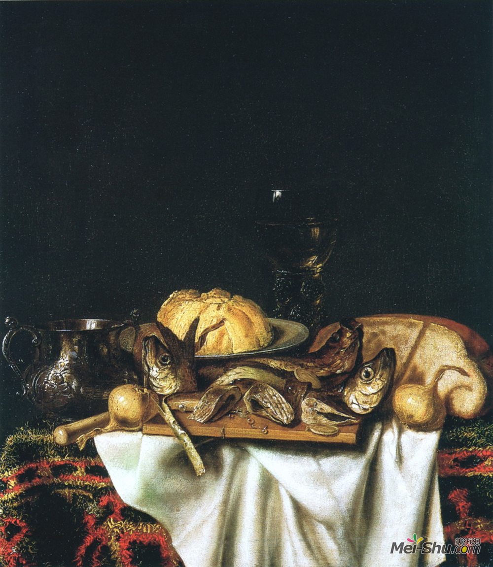 科内利斯·诺贝塔斯·吉斯布瑞兹(Cornelis Norbertus Gysbrechts)高清作品《自然的死的鱼》