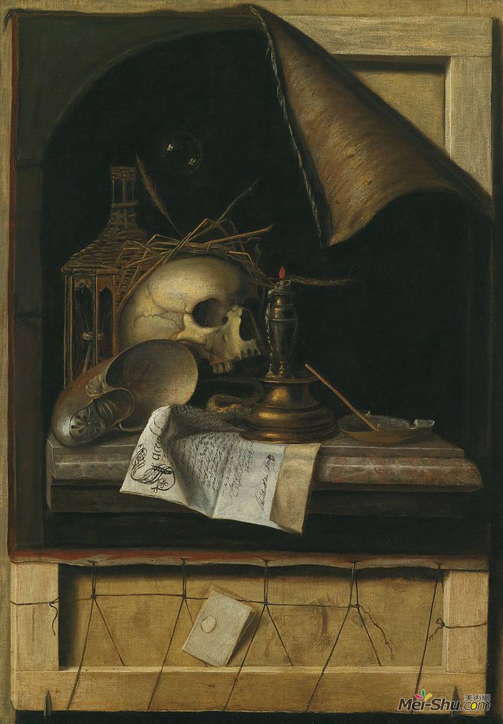 科内利斯·诺贝塔斯·吉斯布瑞兹(Cornelis Norbertus Gysbrechts)高清作品《瓦尼塔斯》