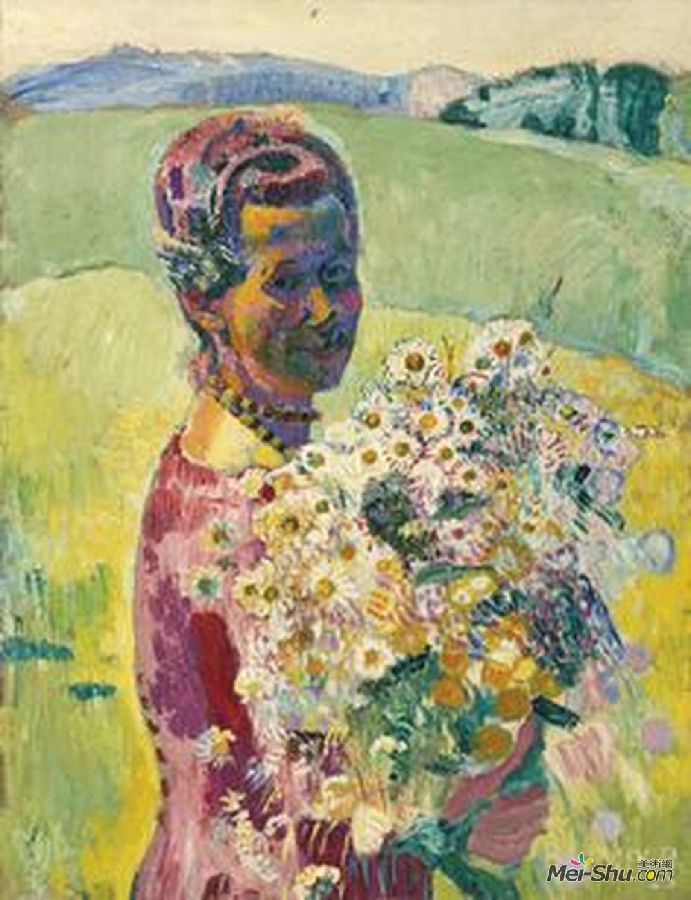 库诺 · 阿米耶(Cuno Amiet)高清作品《带花的女人——安娜》