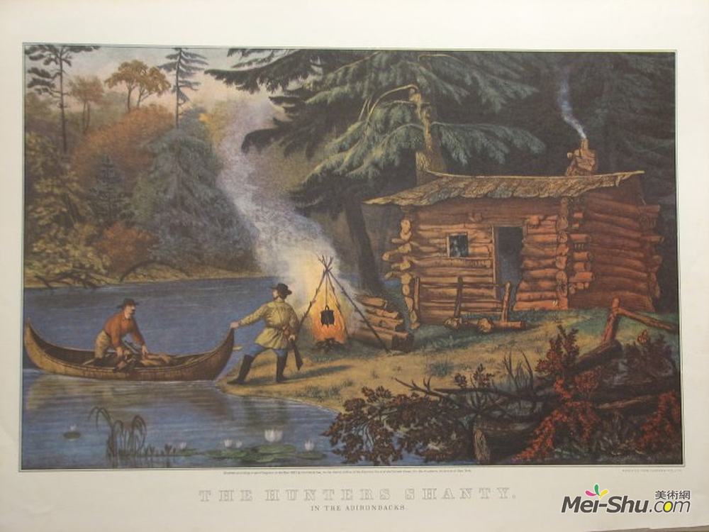 柯里尔与艾夫斯(Currier and Ives)高清作品《猎人棚户区》