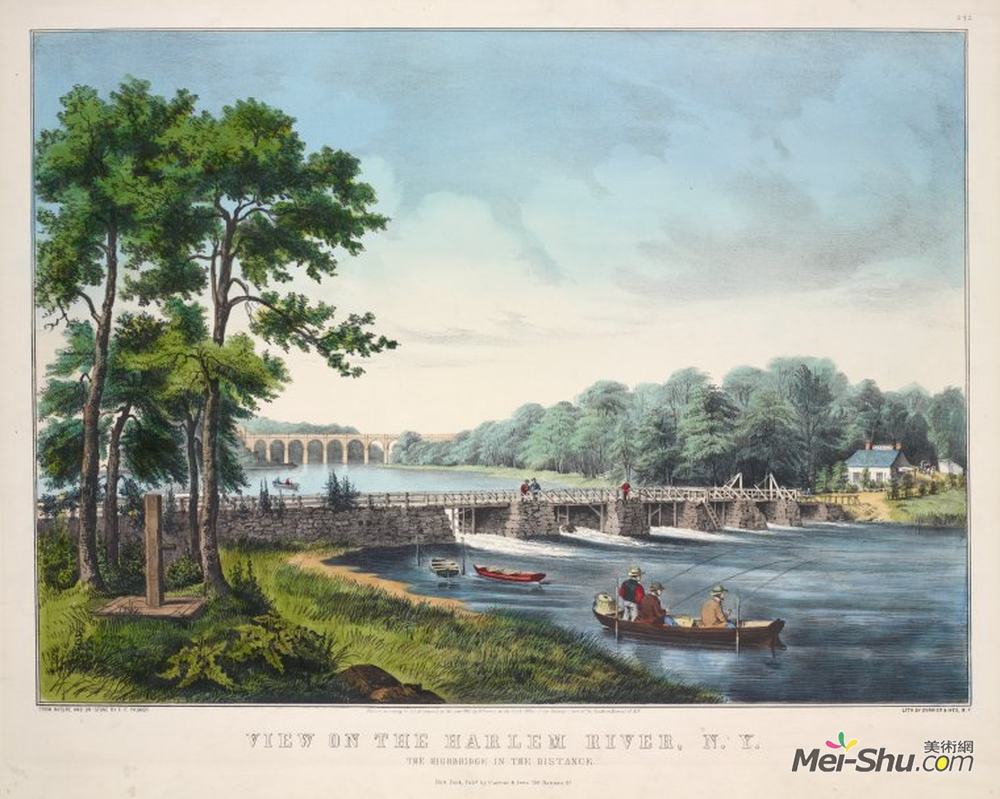 柯里尔与艾夫斯(Currier and Ives)高清作品《哈莱姆河观》