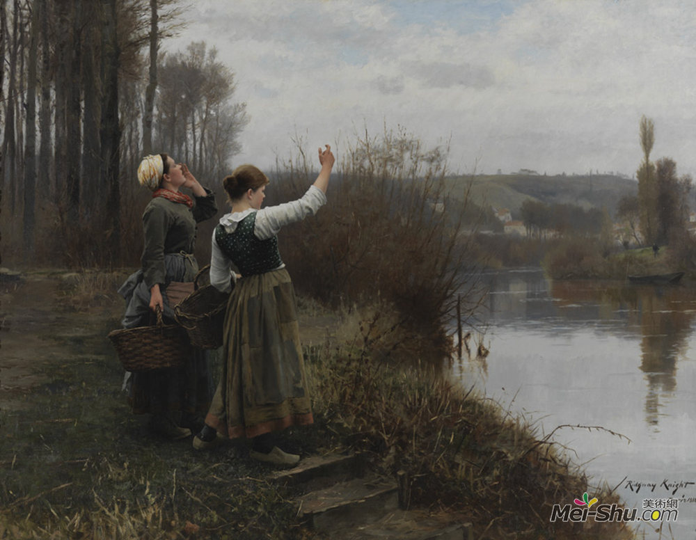 丹尼尔·李奇微·奈特(Daniel Ridgway Knight)高清作品《招呼渡船》