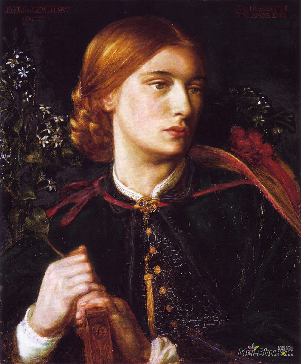 但丁·加布里埃尔·罗赛蒂(Dante Gabriel Rossetti)高清作品《Portrait of Maria Leathart》