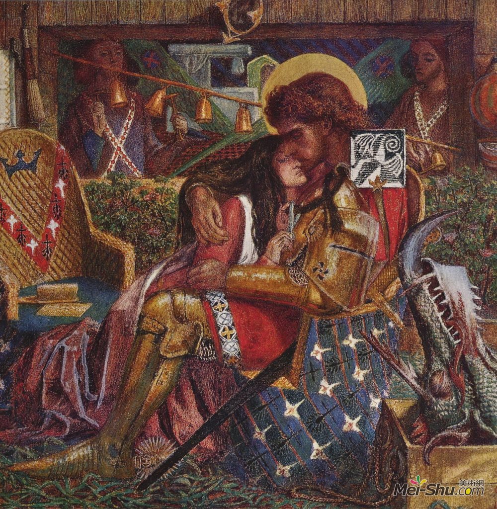 但丁·加布里埃尔·罗赛蒂(Dante Gabriel Rossetti)高清作品《圣乔治和萨布拉公主的婚礼》