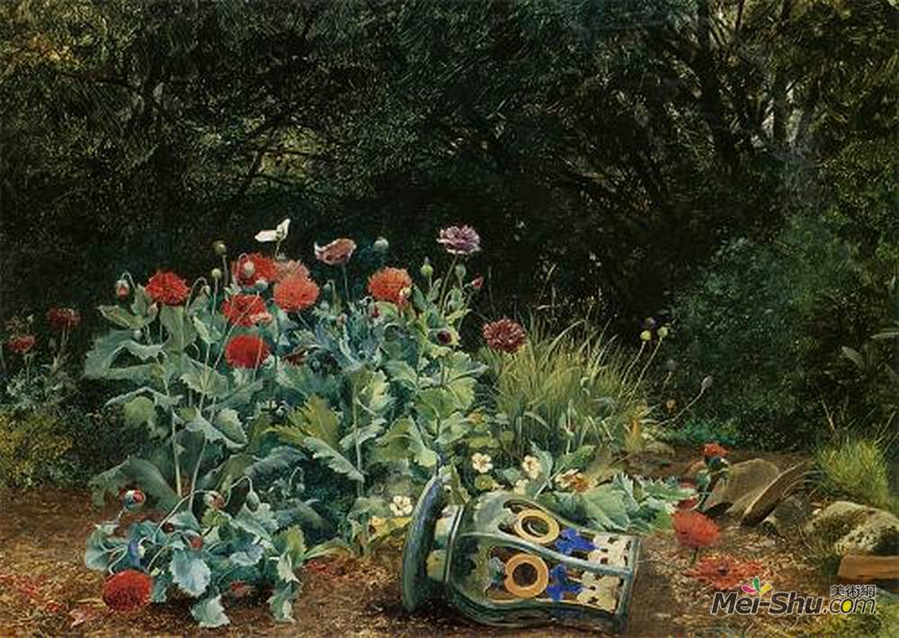 大卫·贝特斯(David Bates)高清作品《夏日花儿在花园的一个安静角落》