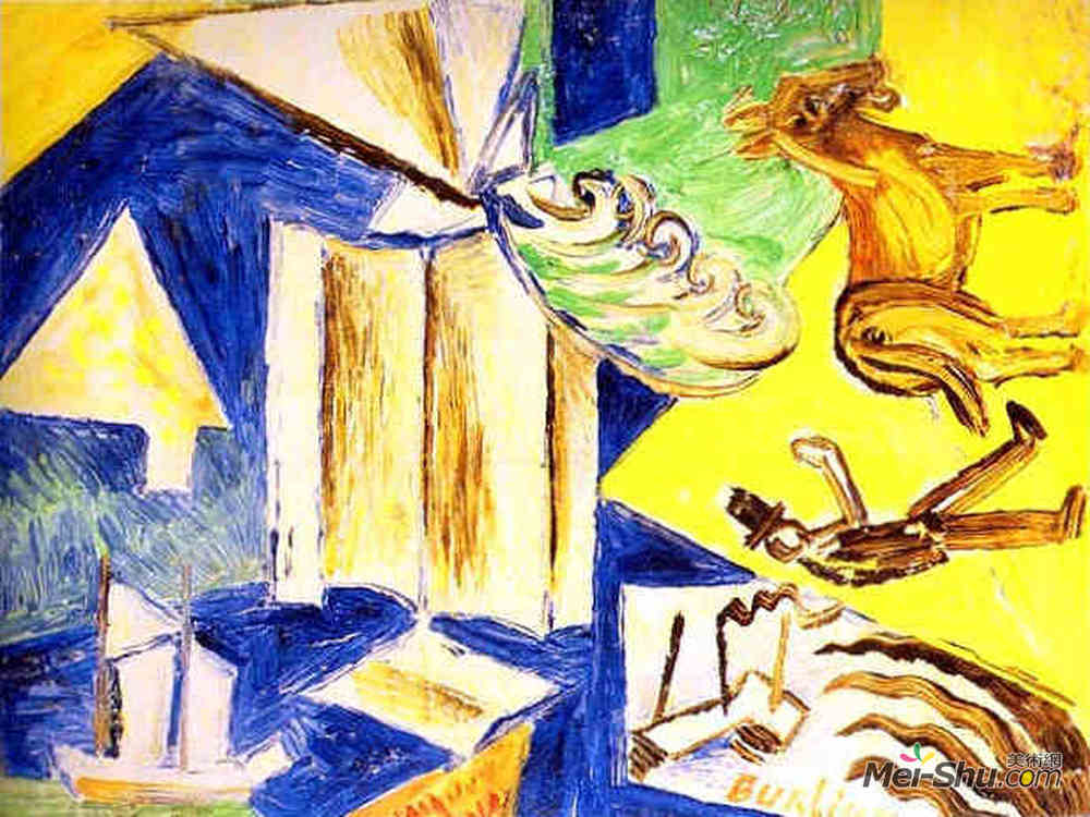 戴维·伯克(David Burliuk)高清作品《桥梁（1911组成的重复）》