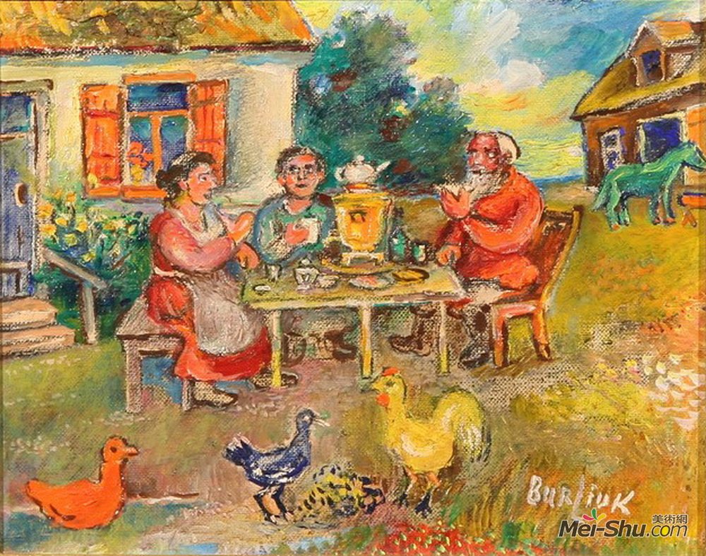 戴维·伯克(David Burliuk)高清作品《茶时间》