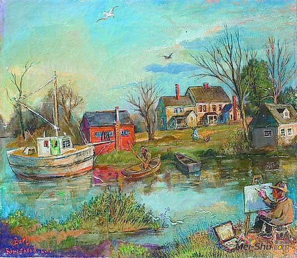 戴维·伯克(David Burliuk)高清作品《画家》