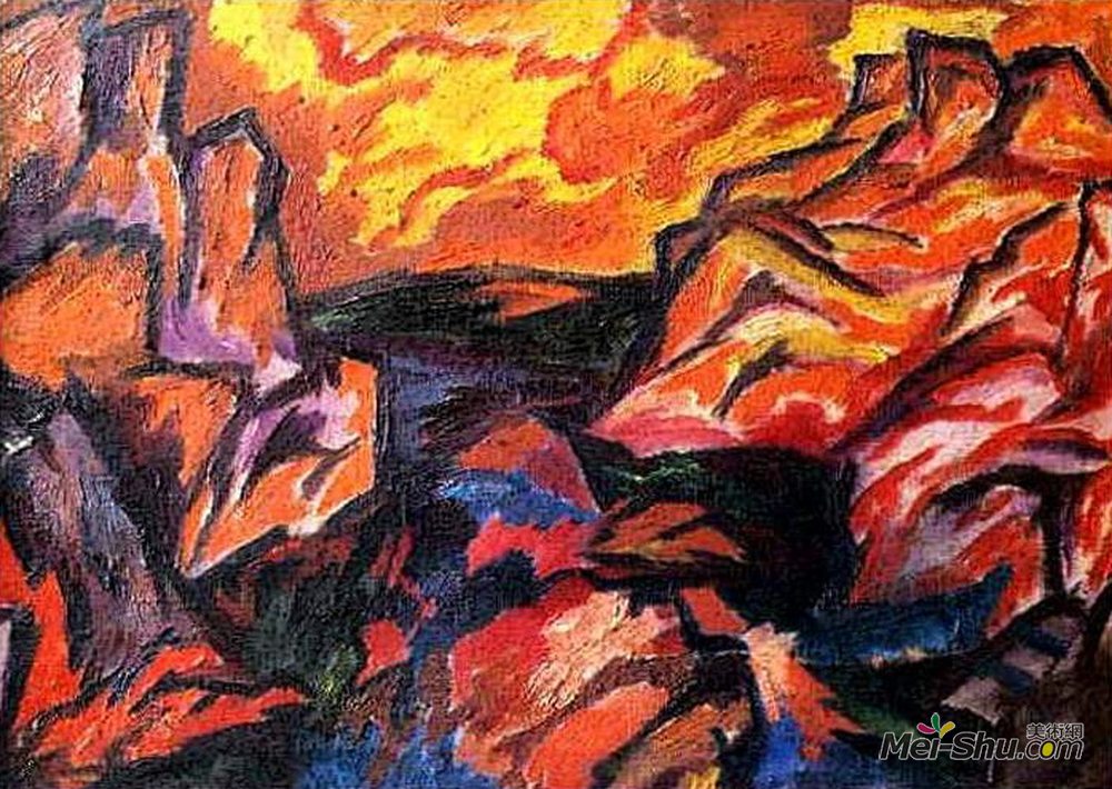 戴维·伯克(David Burliuk)高清作品《尼斯特河急流》