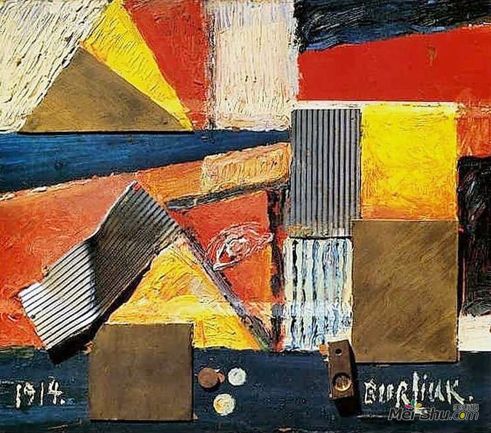 戴维·伯克(David Burliuk)高清作品《拼贴》
