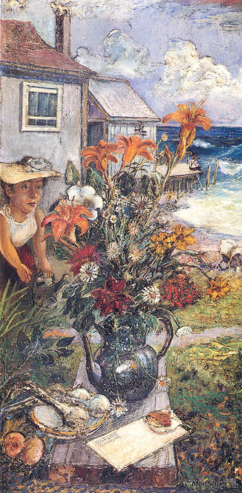 戴维·伯克(David Burliuk)高清作品《艺术家的妻子》