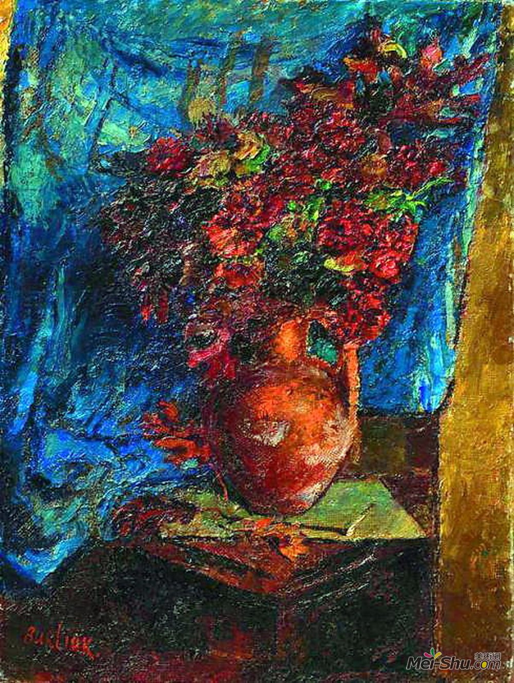 戴维·伯克(David Burliuk)高清作品《花瓶里的花》