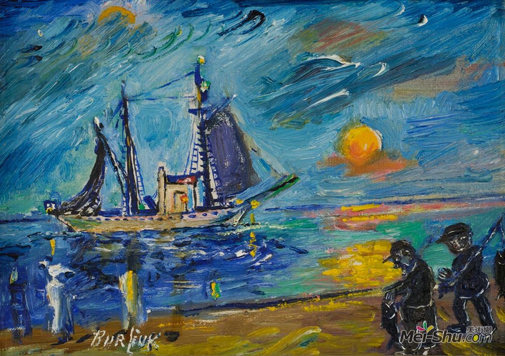 戴维·伯克(David Burliuk)高清作品《渔民》