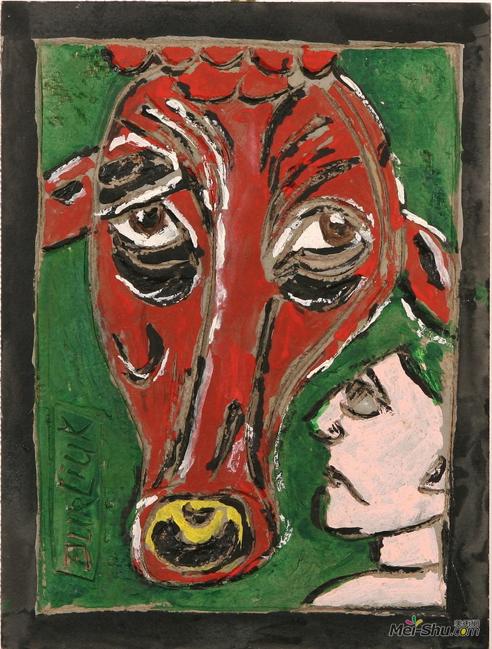 戴维·伯克(David Burliuk)高清作品《人与牛》
