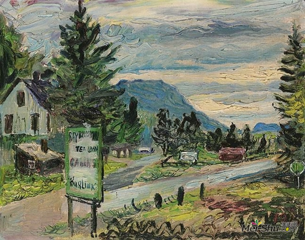 戴维·伯克(David Burliuk)高清作品《View of Burliuk estate, USA》