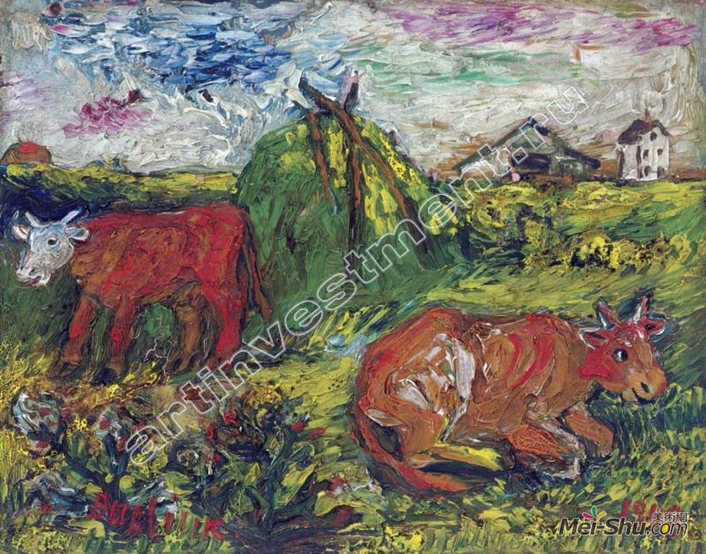 戴维·伯克(David Burliuk)高清作品《牛场》
