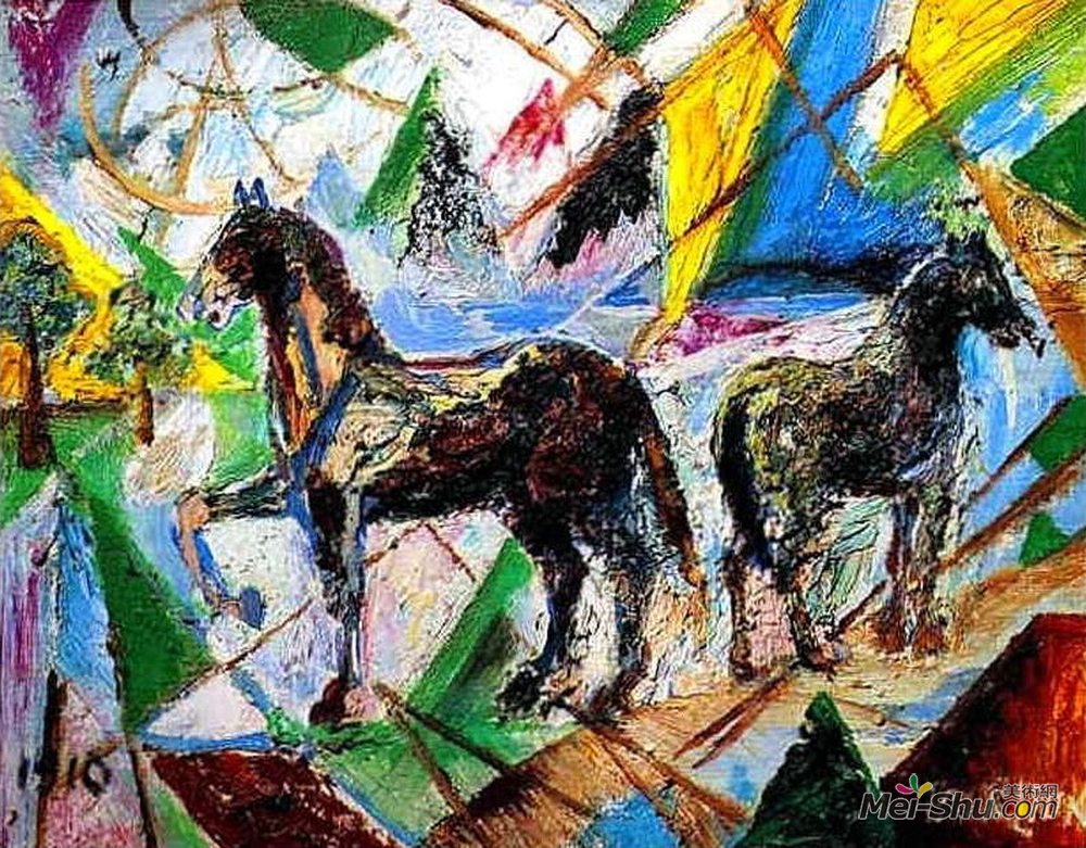 戴维·伯克(David Burliuk)高清作品《马》