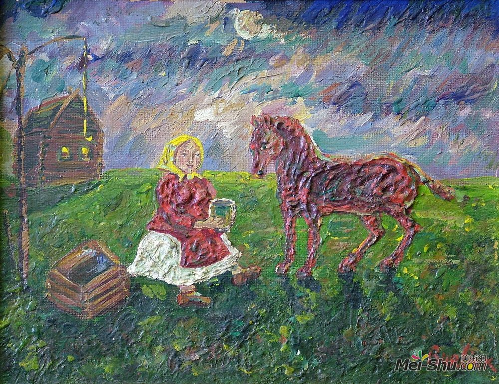 戴维·伯克(David Burliuk)高清作品《一匹洒水的马》