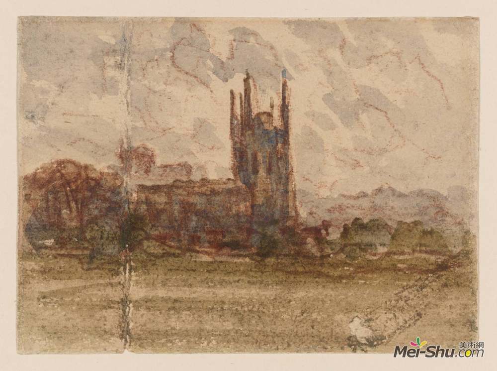 戴维·考克斯(David Cox)高清作品《教堂（可能在雷克瑟姆）》