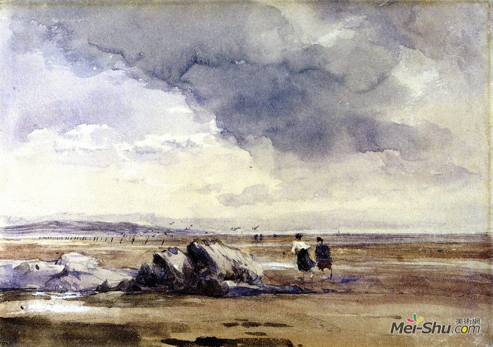 戴维·考克斯(David Cox)高清作品《On Lancaster Sands, Low Tide》