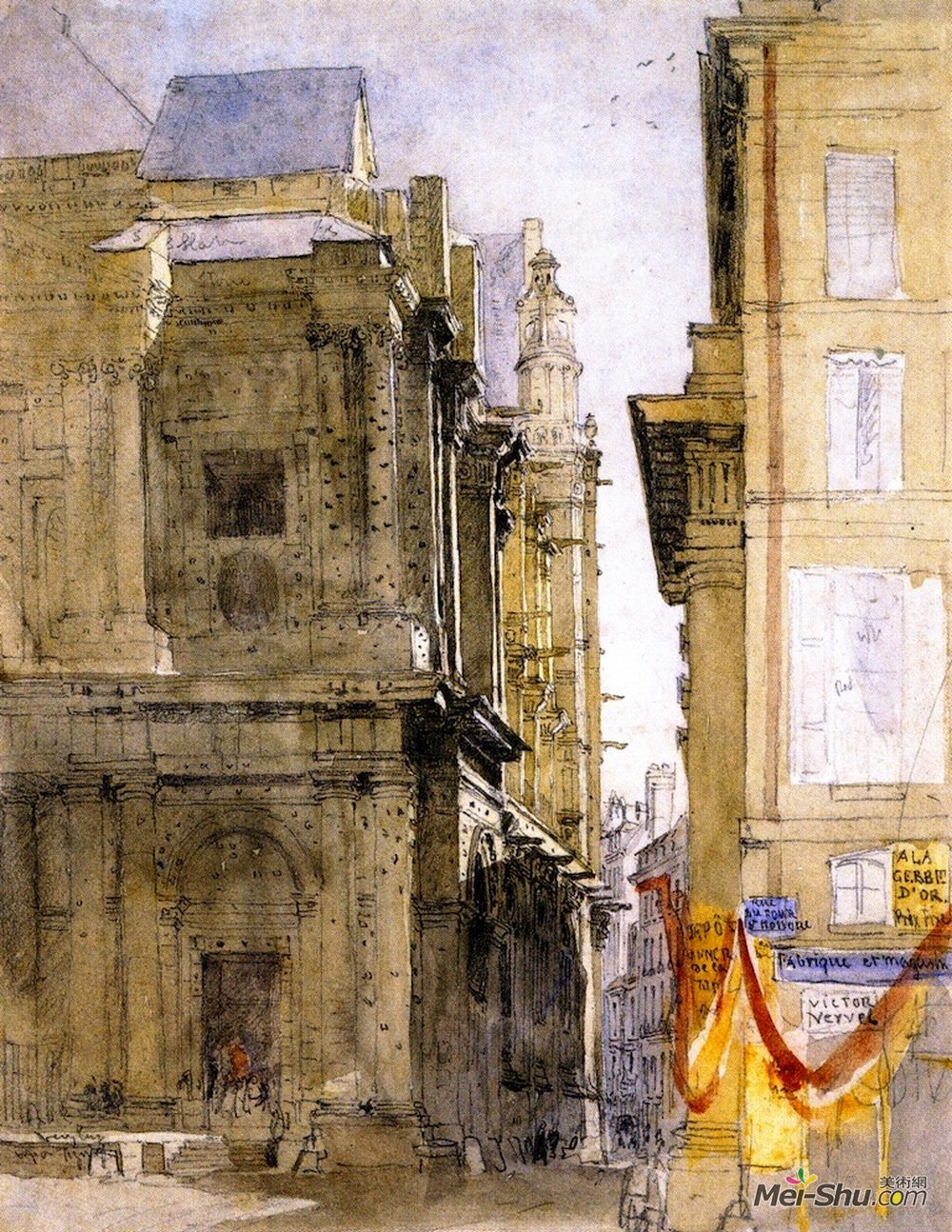 戴维·考克斯(David Cox)高清作品《圣尤斯塔什，巴黎》