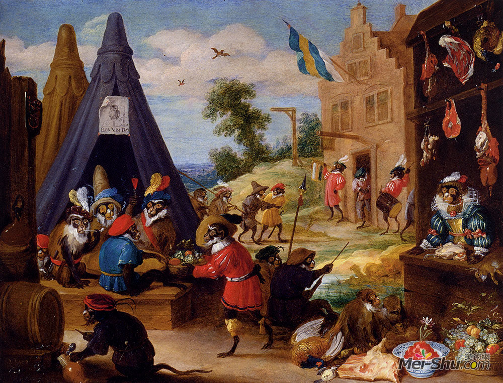 戴维·特尼耶(David Teniers the Younger)高清作品《猴子营地》