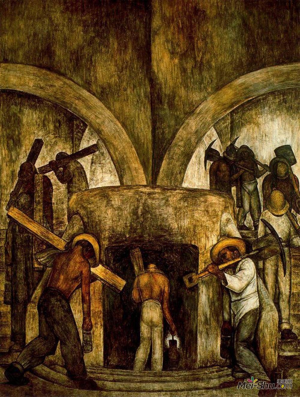 迭戈·里维拉(Diego Rivera)高清作品《进入矿井》