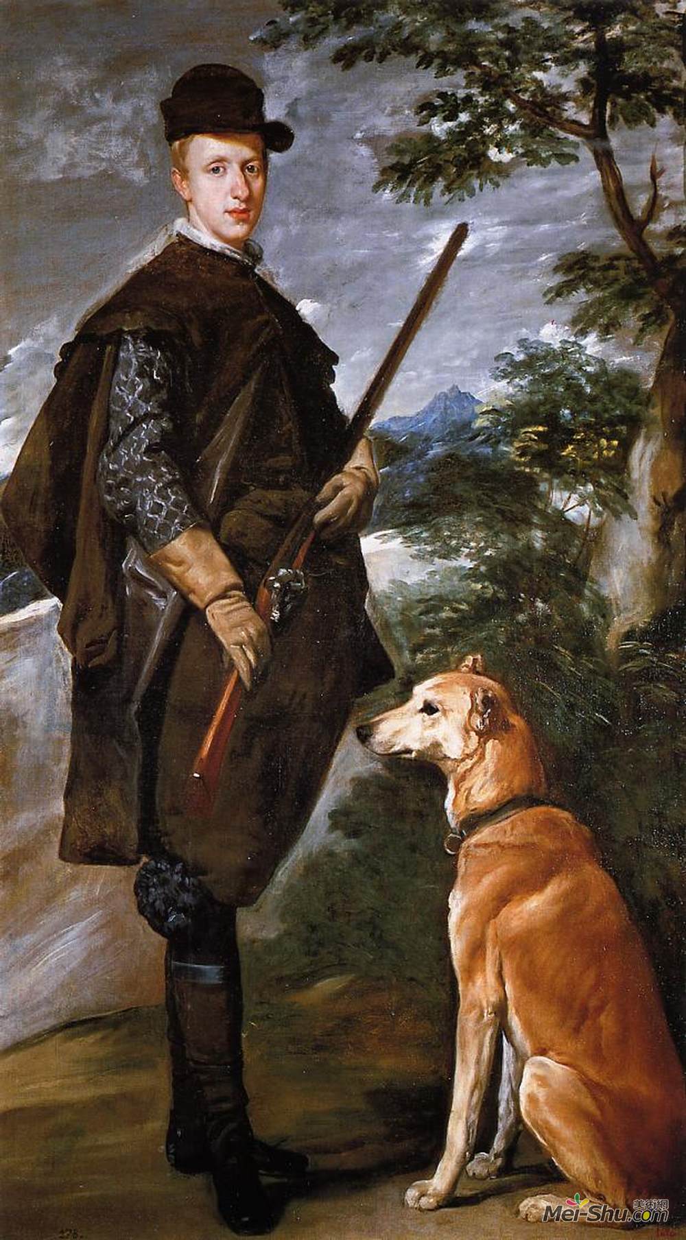 迭戈·德·席尔瓦·委拉斯开兹(Diego Velazquez)高清作品《Portrait of Cardinal Infante Ferdinand of Austria with Gun a》