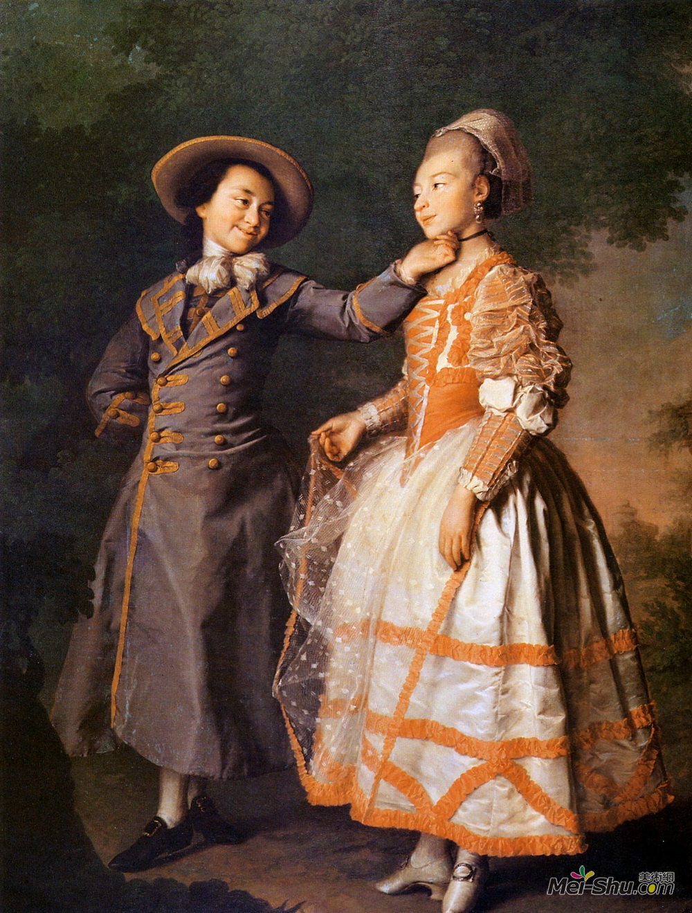 德米特里莱维茨基(Dmitry Levitzky)高清作品《Portrait of E. N. Khruschova and Princess E. N. Khovanskaya》