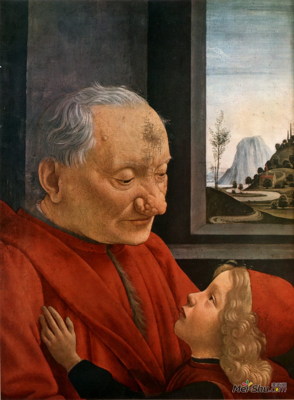 多梅尼科·基兰达约(Domenico Ghirlandaio)高清作品《有一个年轻男孩的老人》