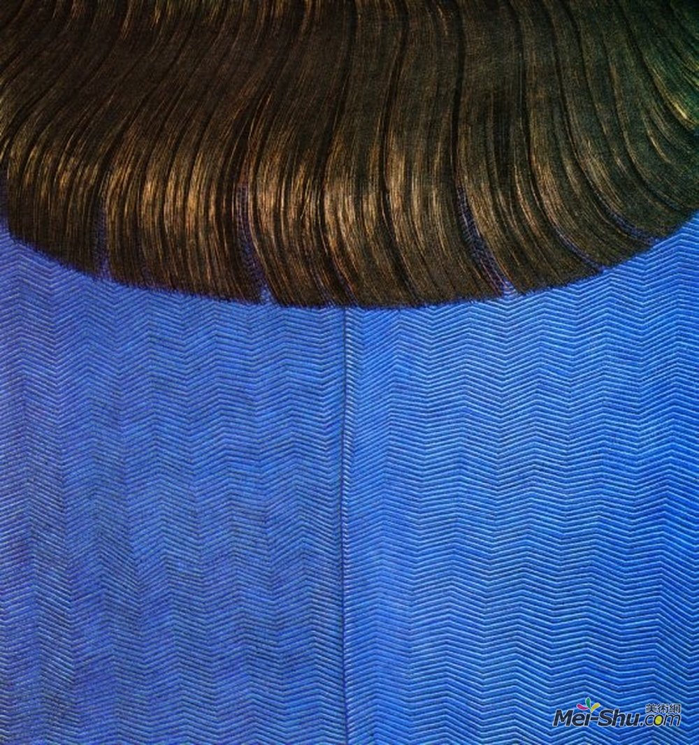 多米尼克·格诺里(Domenico Gnoli)高清作品《蓝色衣服上的红头发》